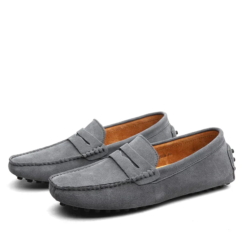 Elarova | Wildleder Slipper Italienischer Stil Mokassin Zehen Rutschfester Penny Loafer