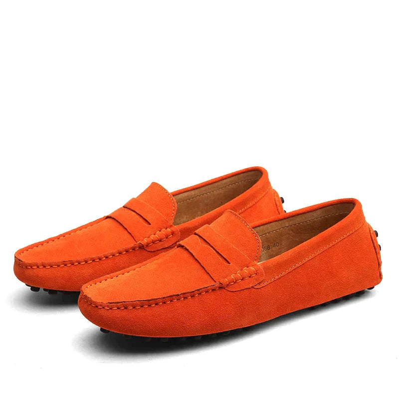 Elarova | Wildleder Slipper Italienischer Stil Mokassin Zehen Rutschfester Penny Loafer