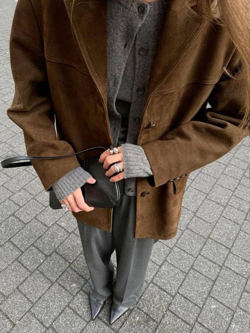 Elarova | Wildlederoptik Kurzjacke für Damen