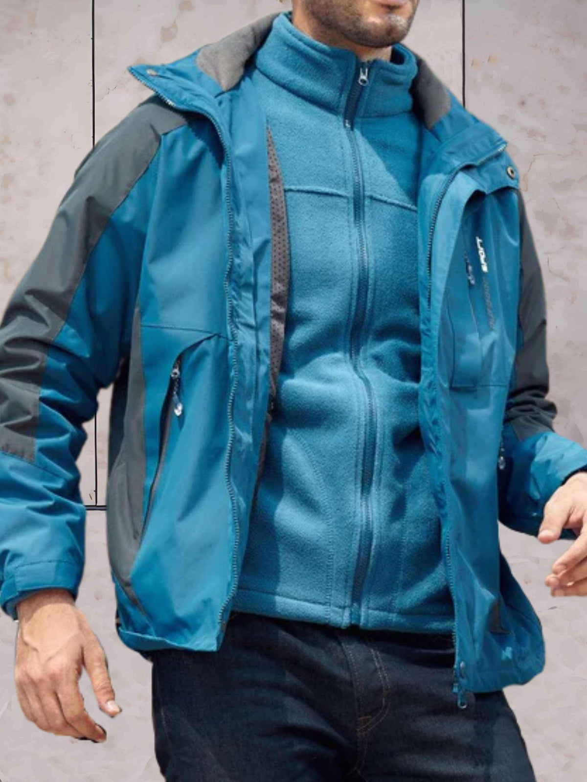Elarova | Wind- und wasserdichte Wanderjacke mit Kapuze, Taschen und doppeltem Reißverschluss und Knopfverschluss