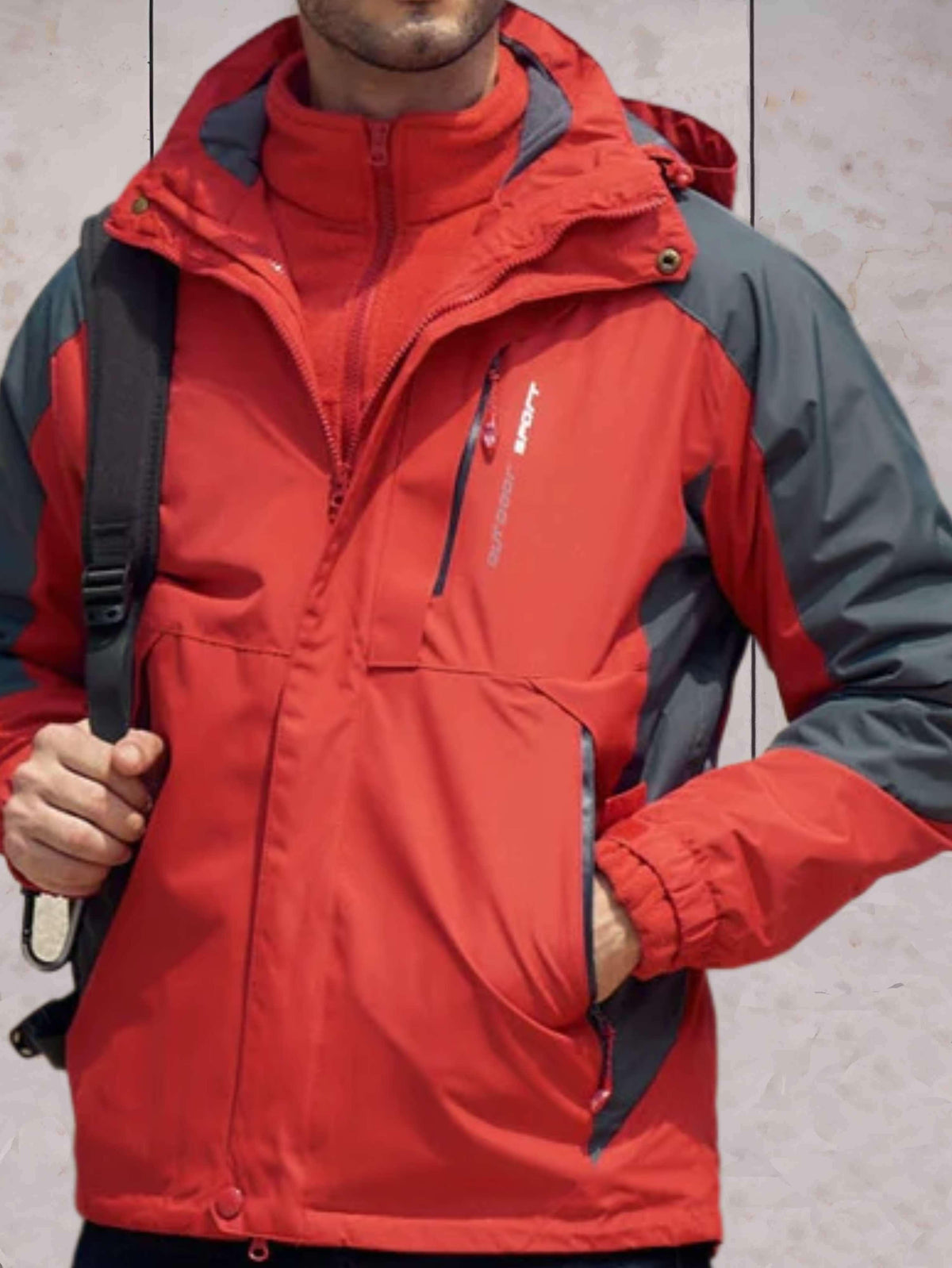 Elarova | Wind- und wasserdichte Wanderjacke mit Kapuze, Taschen und doppeltem Reißverschluss und Knopfverschluss