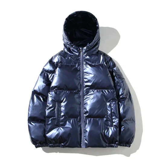 Elarova | Winddichte metallische Winter-Pufferjacke
