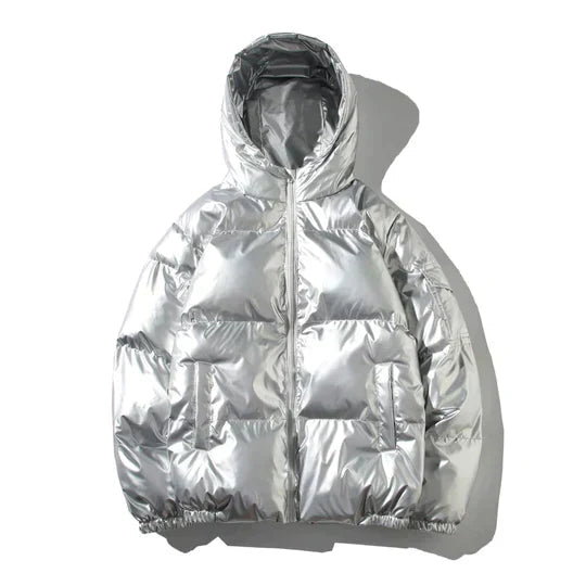 Elarova | Winddichte metallische Winter-Pufferjacke