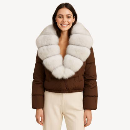 Elarova | Winter-Pufferjacke mit Kunstpelzkragen für Damen