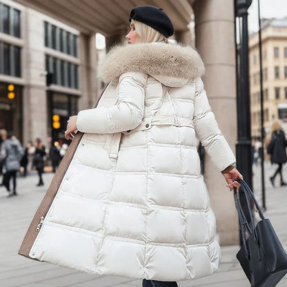 Elarova | Winterjacke mit Fellkragen und Gürtel