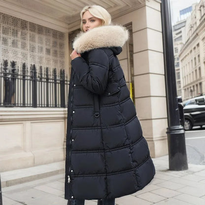 Elarova | Winterjacke mit Fellkragen und Gürtel