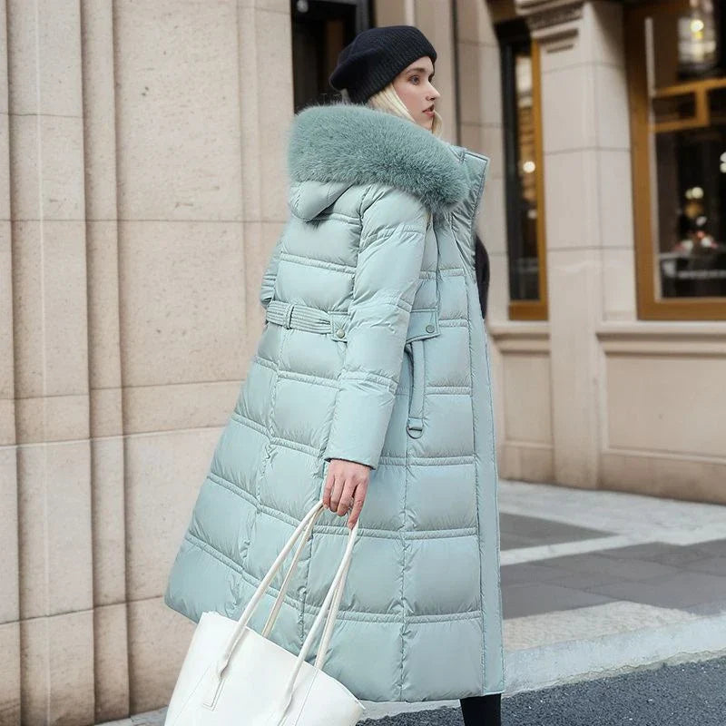 Elarova | Winterjacke mit Fellkragen und Gürtel