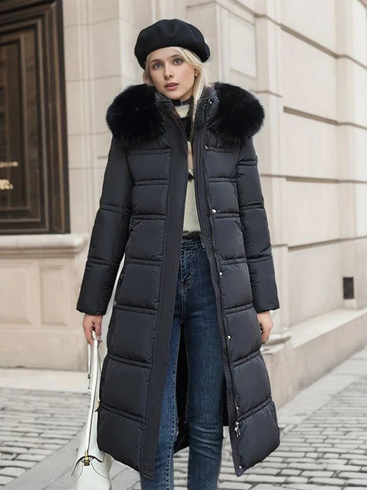Elarova | Winterjacke mit Fellkragen und Gürtel