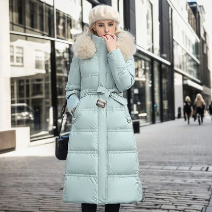 Elarova | Winterjacke mit Fellkragen und Gürtel
