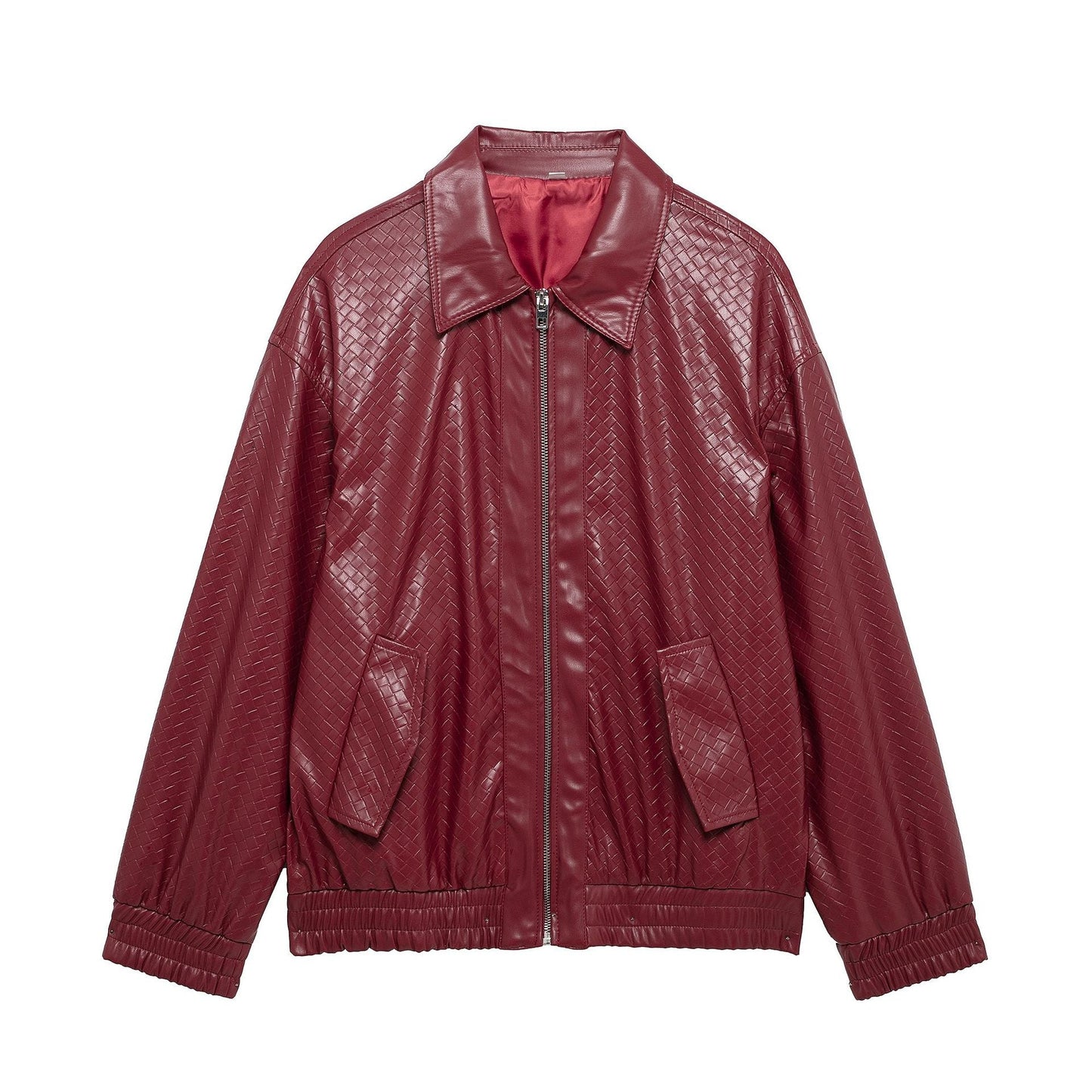 Elarova | Woven Faux Leder Bomberjacke
