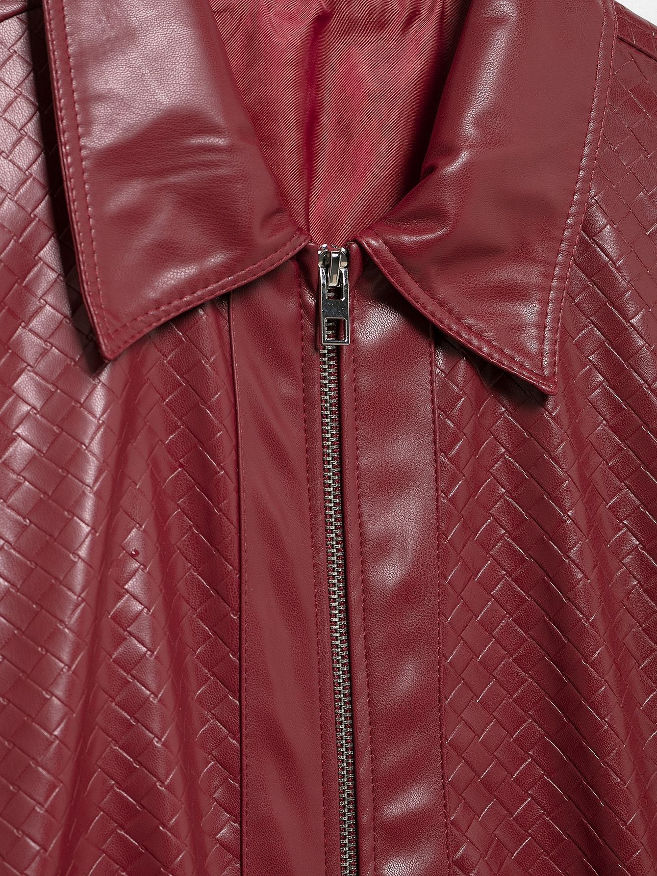 Elarova | Woven Faux Leder Bomberjacke