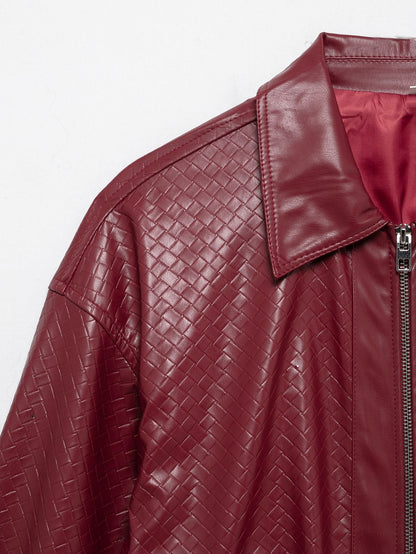 Elarova | Woven Faux Leder Bomberjacke