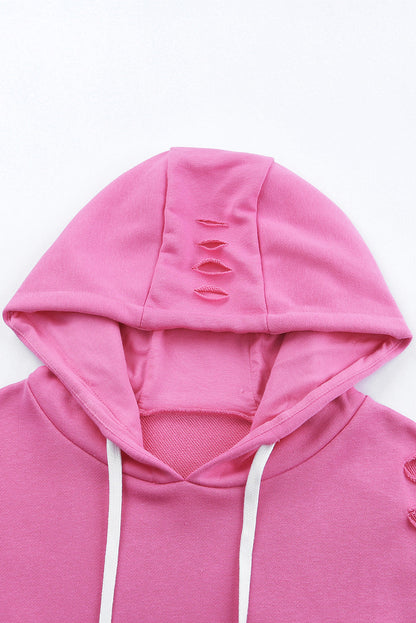 Elarova | Zerrissene Kapuzenpullover mit Langen Ärmeln und Kordelzug