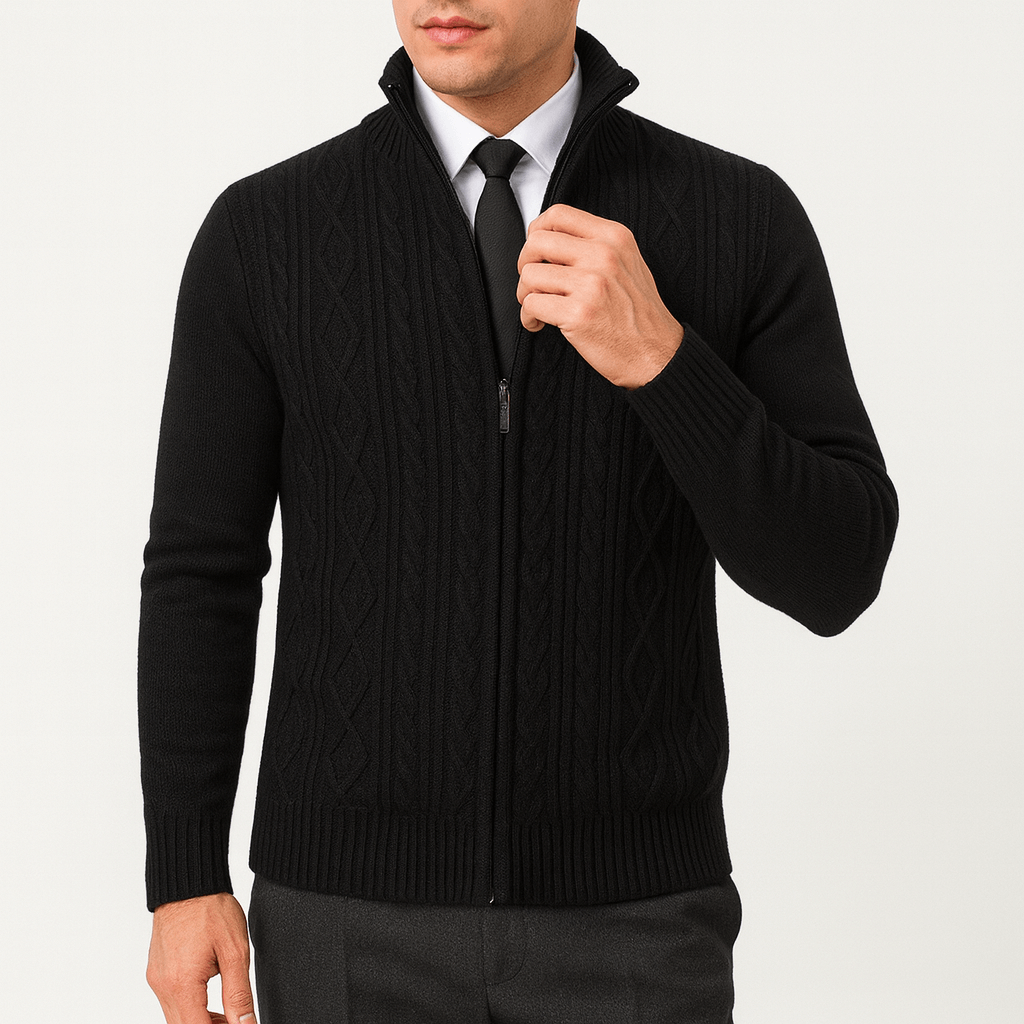 Elarova | Zopfmuster-Cardigan mit Reißverschluss