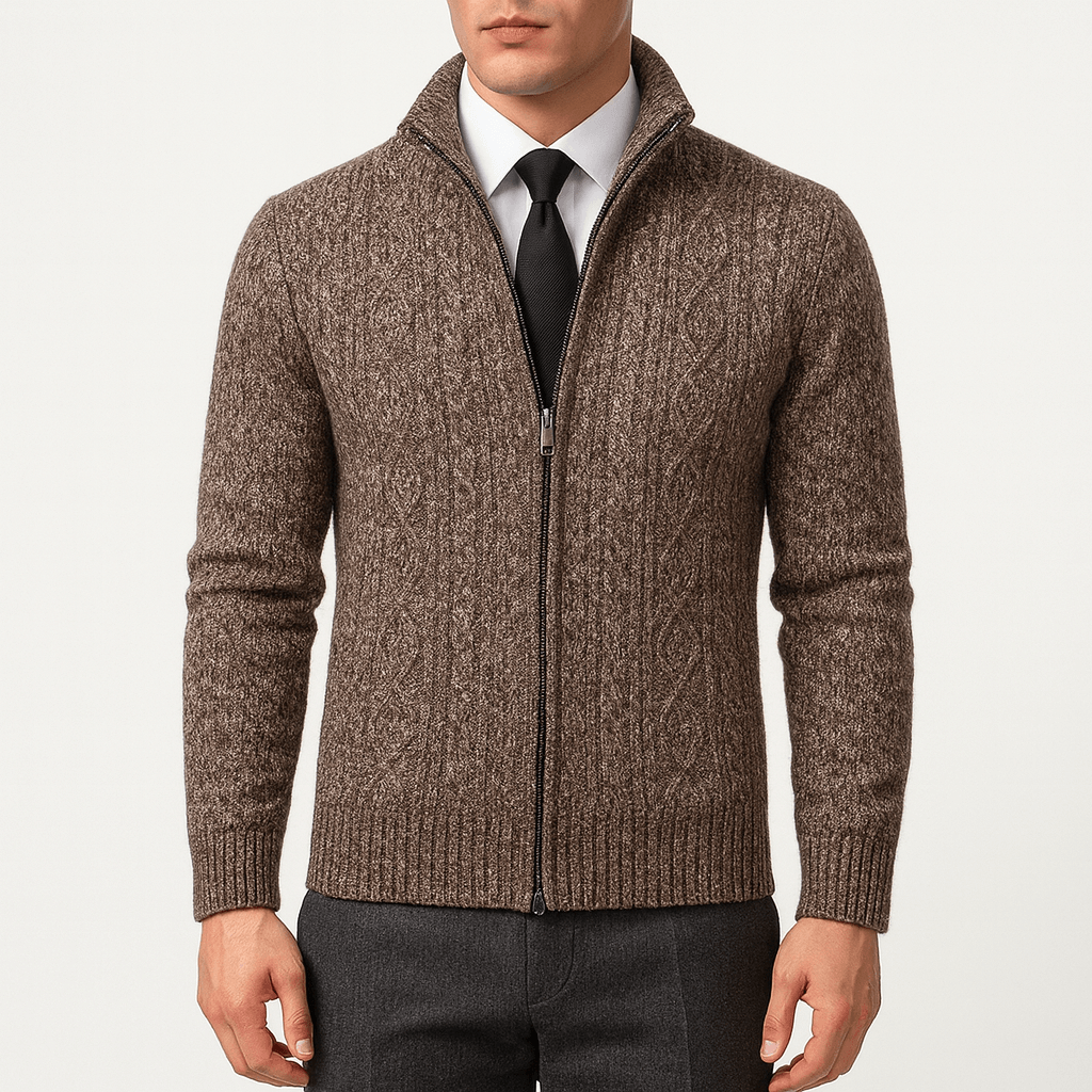 Elarova | Zopfmuster-Cardigan mit Reißverschluss