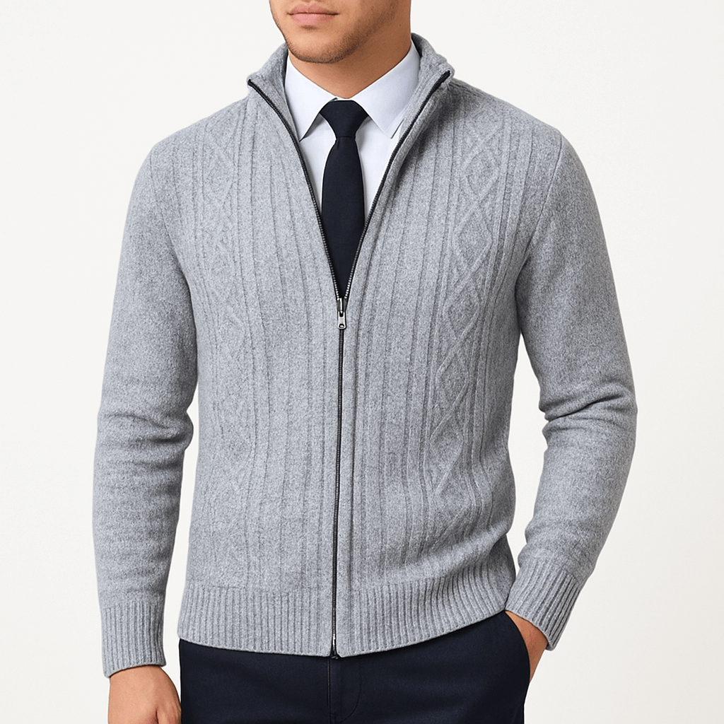 Elarova | Zopfmuster-Cardigan mit Reißverschluss