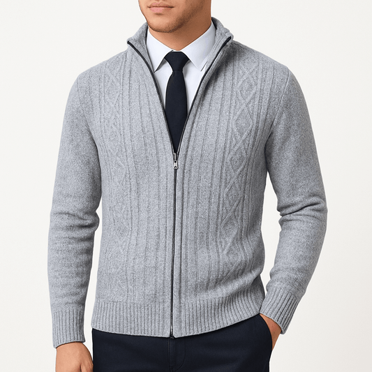 Elarova | Zopfmuster-Cardigan mit Reißverschluss