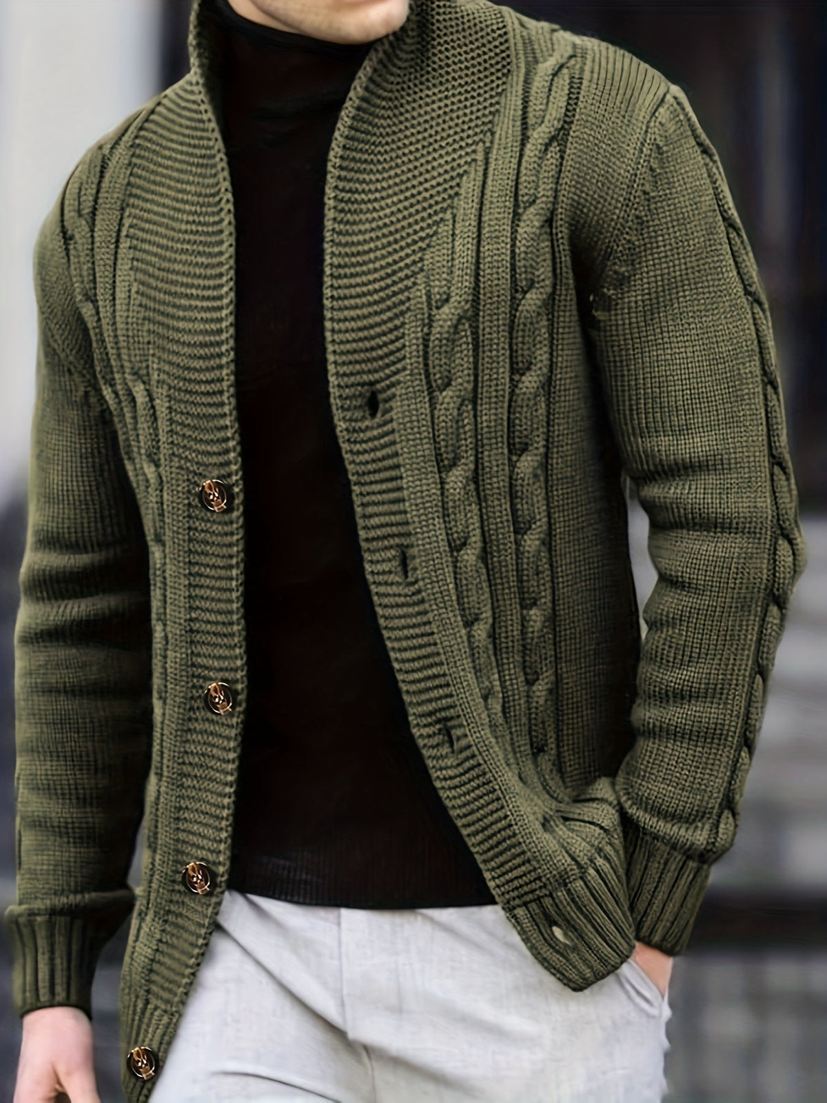 Elarova | Zopfstrickjacke mit Knöpfen