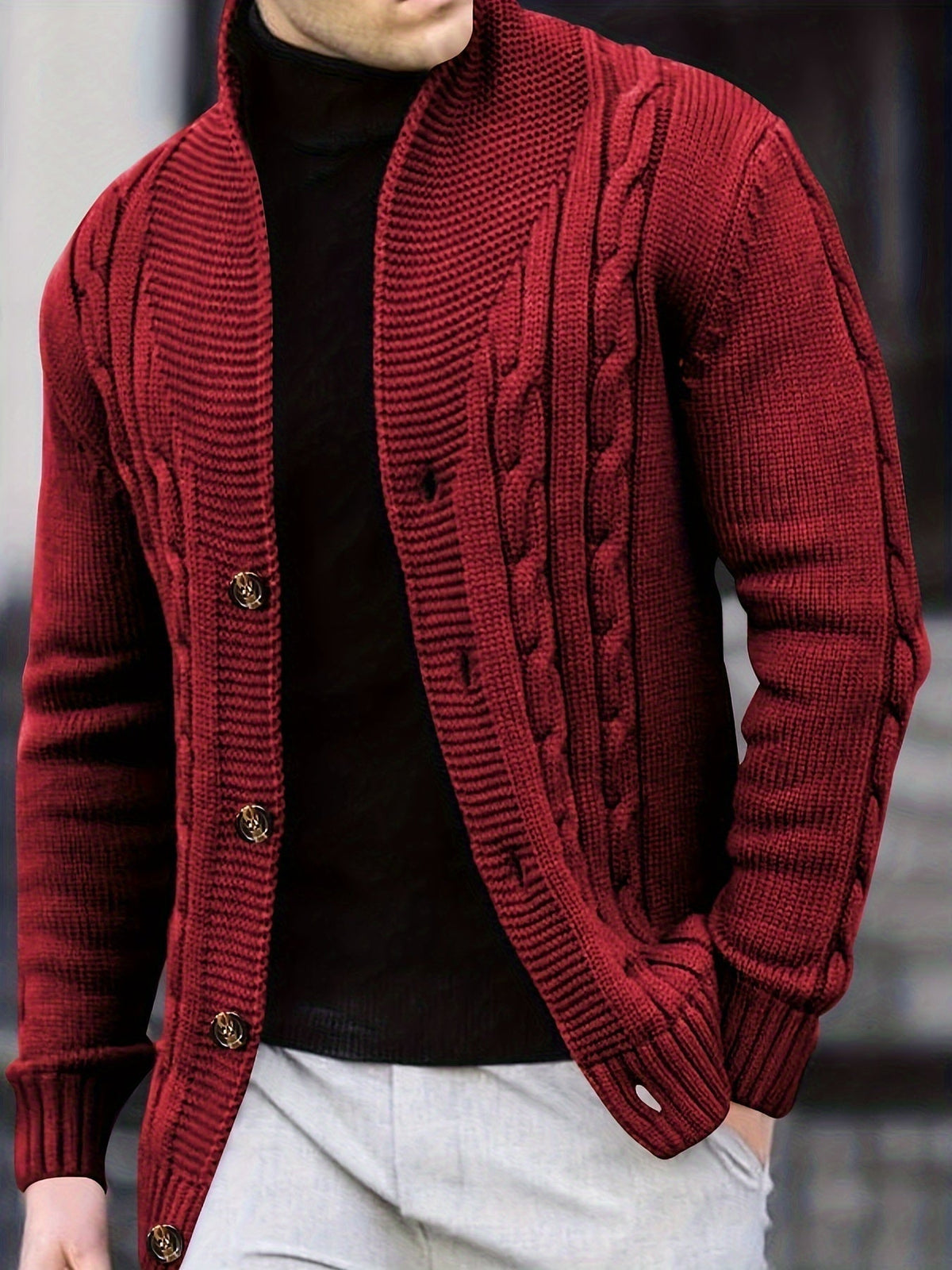 Elarova | Zopfstrickjacke mit Knöpfen