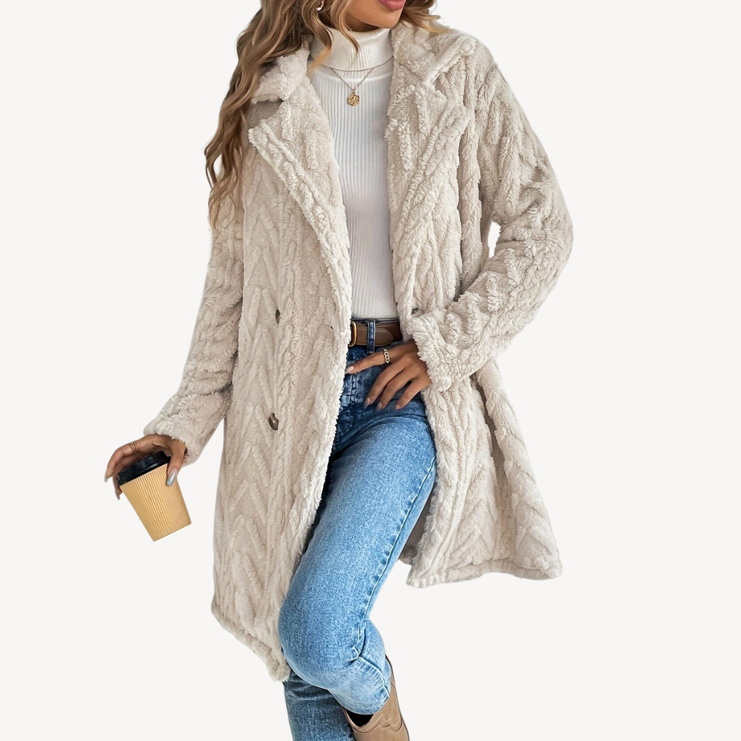 Elarova | Zweireihiger Flauschmantel für Damen
