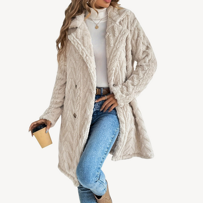 Elarova | Zweireihiger Flauschmantel für Damen