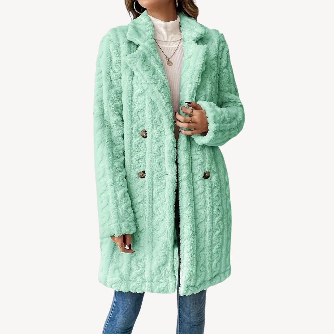 Elarova | Zweireihiger Kunstpelzmantel für Damen