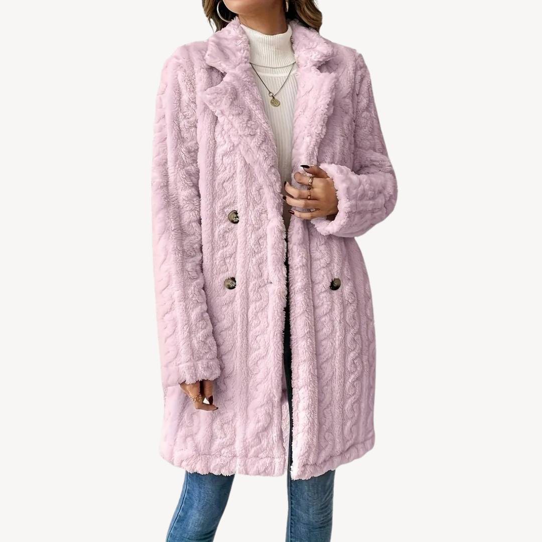 Elarova | Zweireihiger Kunstpelzmantel für Damen