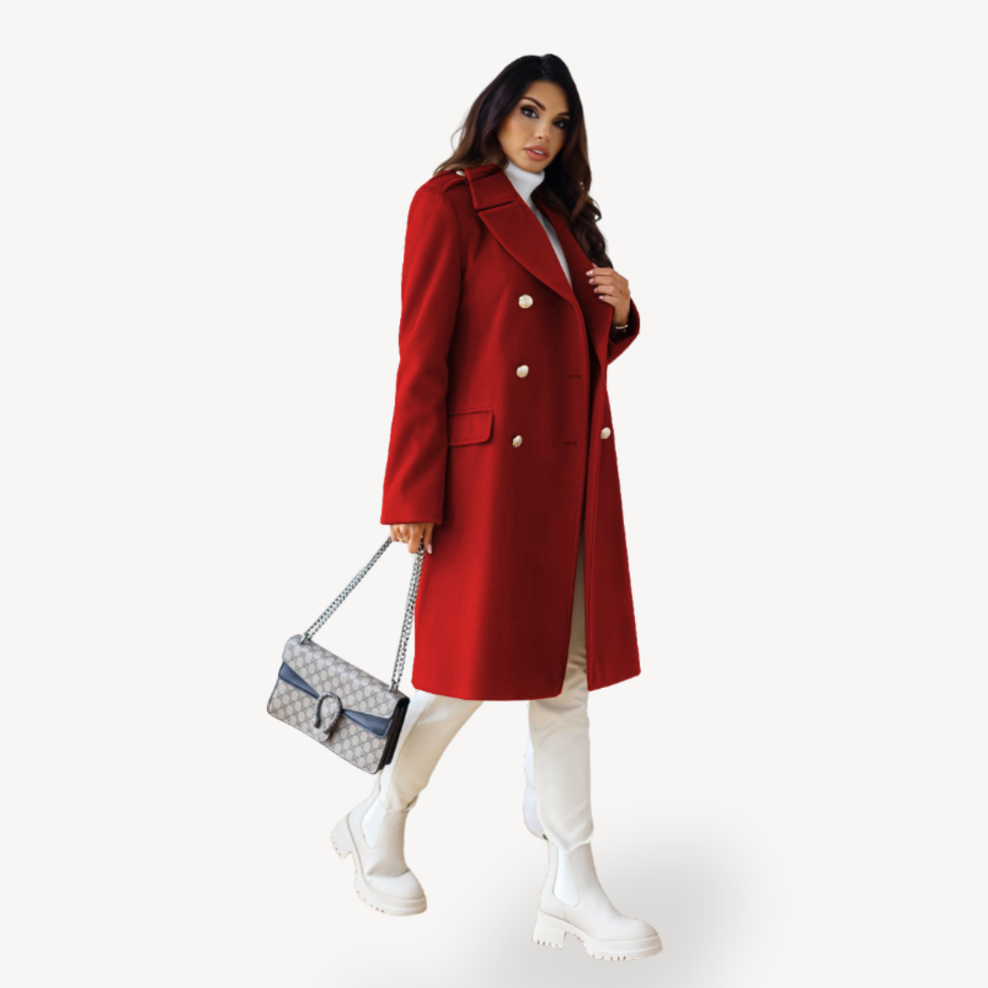 Elarova | Zweireihiger Wollmantel für Damen