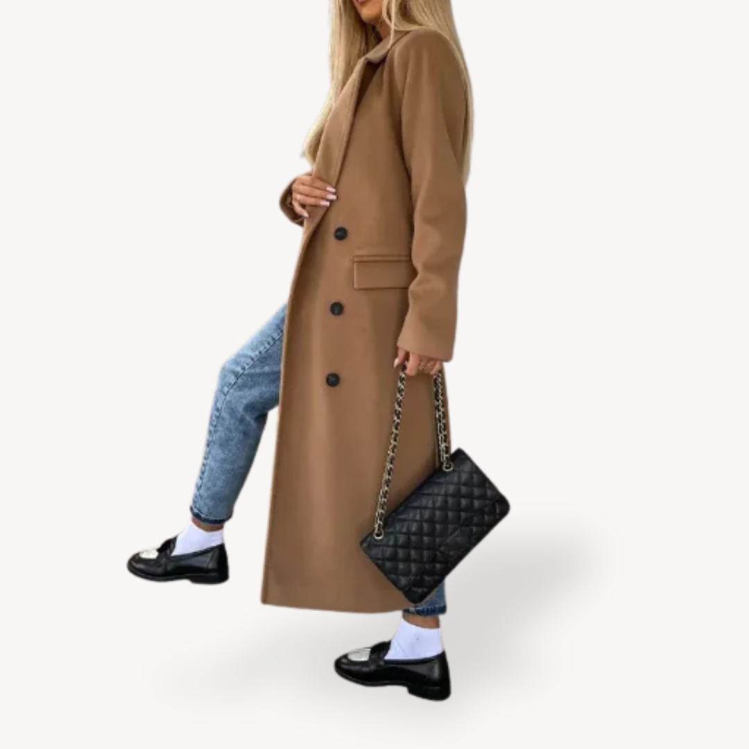 Elarova | Zweireihiger Wollmantel für Damen