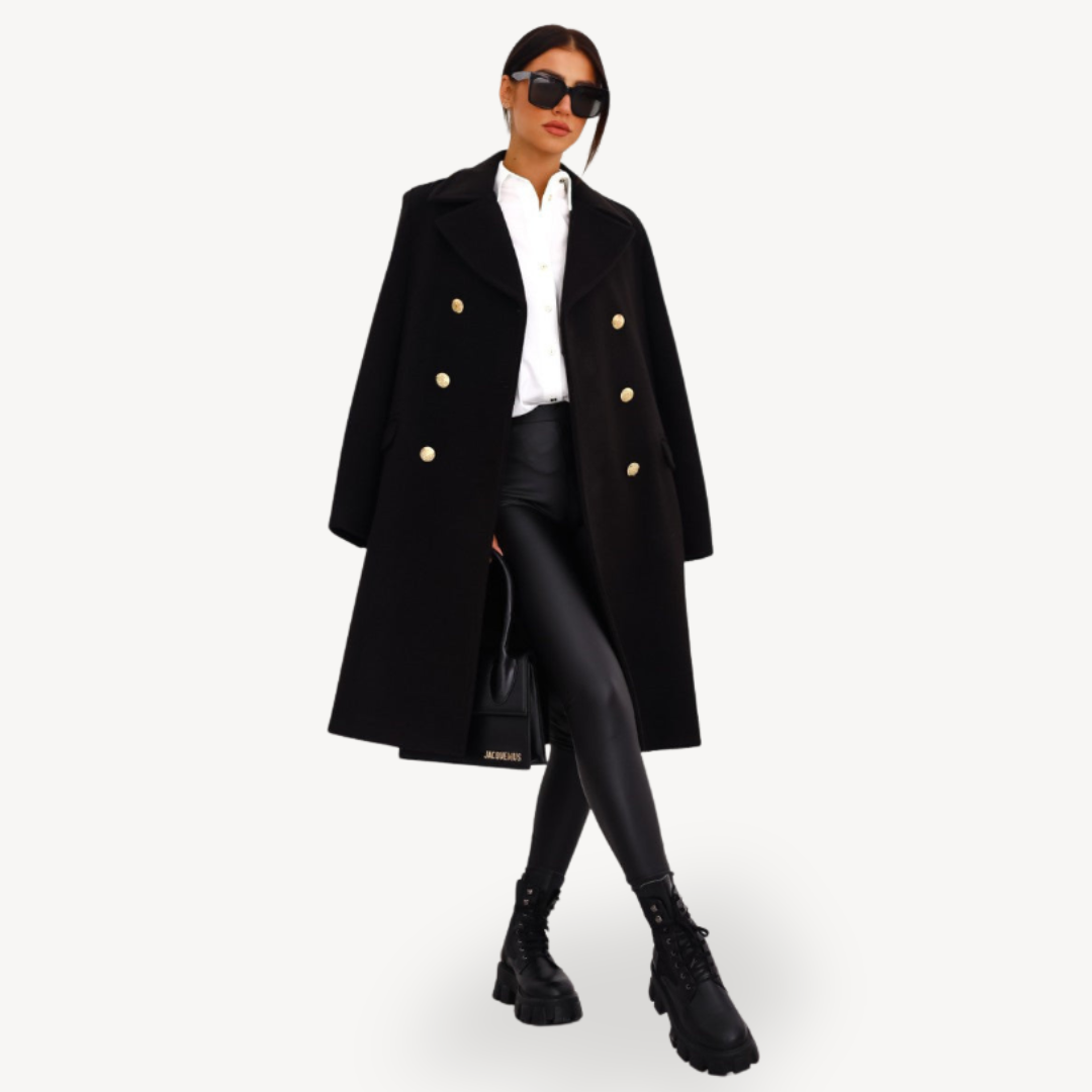 Elarova | Zweireihiger Wollmantel für Damen