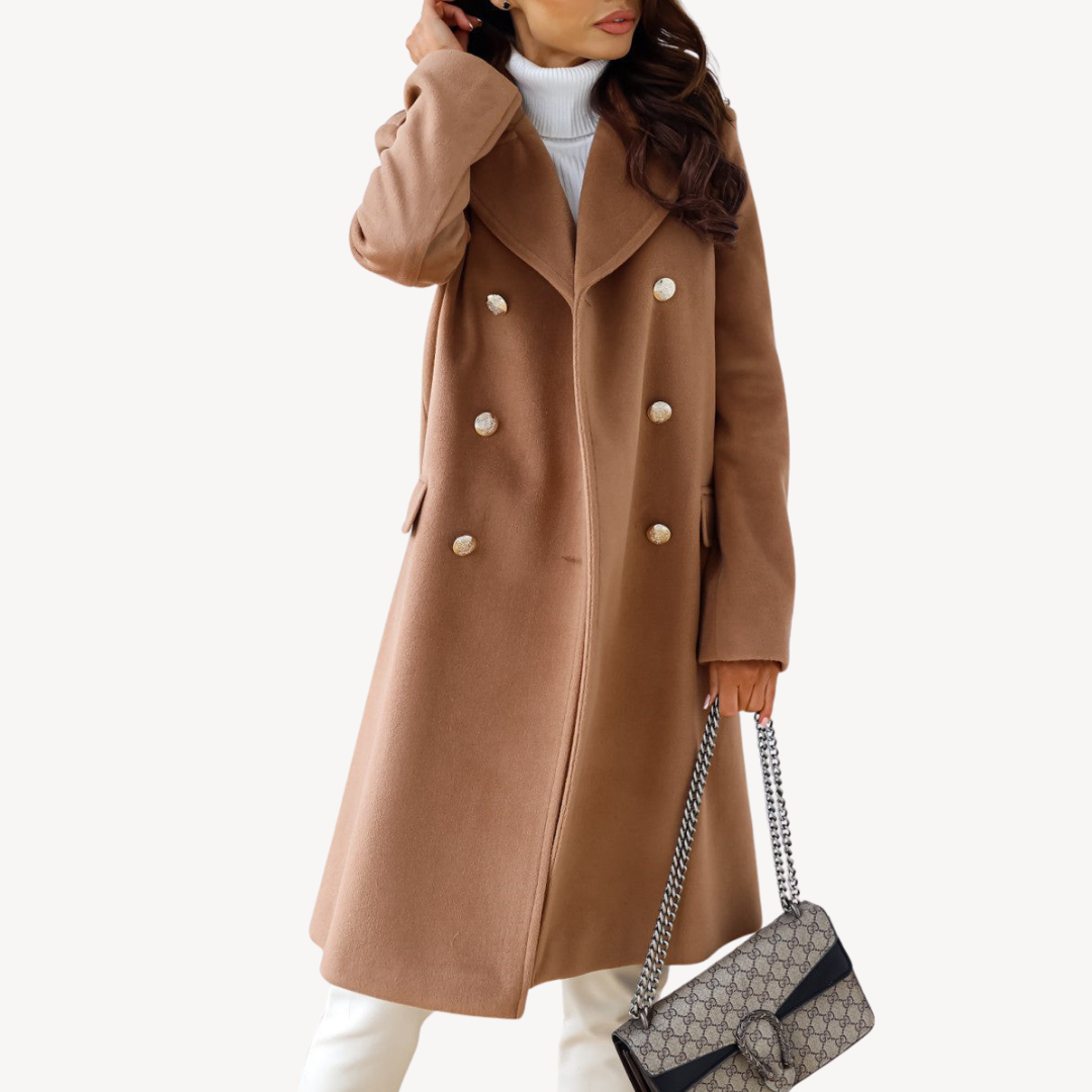 Elarova | Zweireihiger Wollmantel für Damen