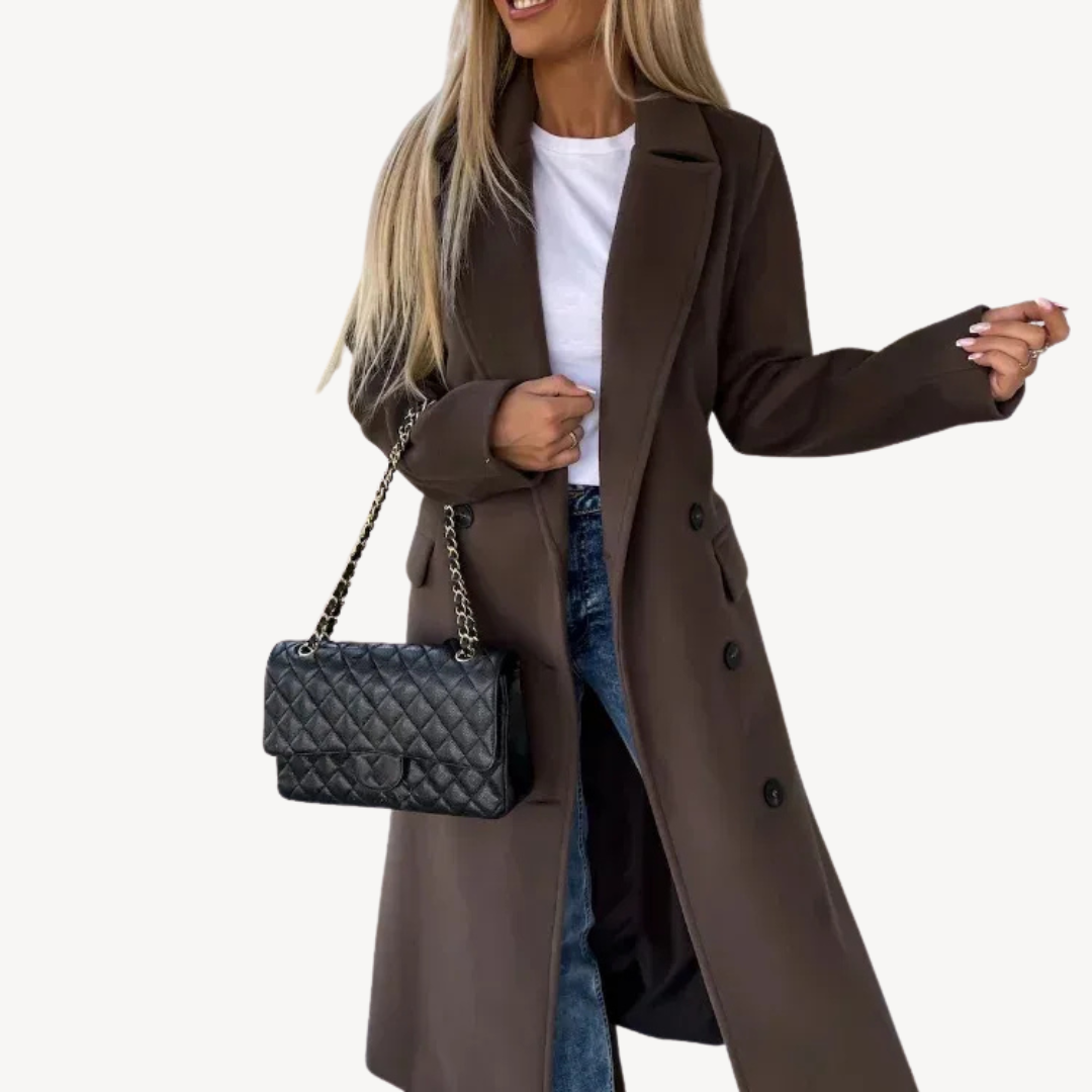 Elarova | Zweireihiger Wollmantel für Damen