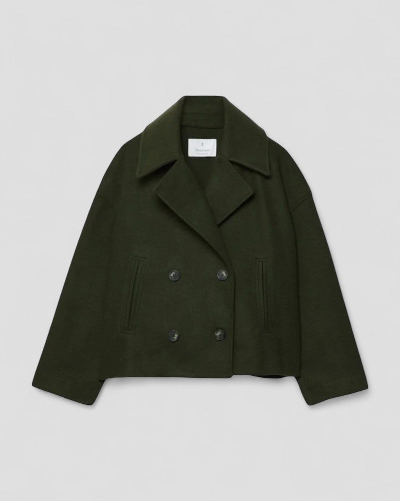 Elarova | Zweireihiger, kurzer Cabanmantel aus Wollmischung für Damen