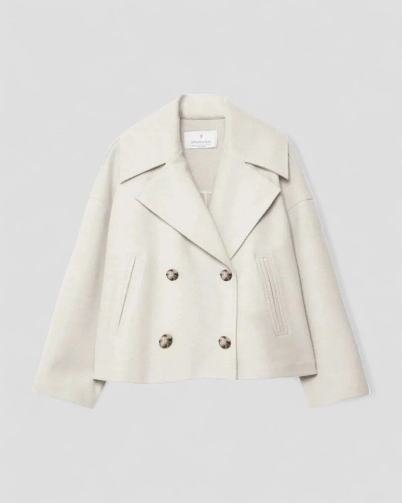 Elarova | Zweireihiger, kurzer Cabanmantel aus Wollmischung für Damen