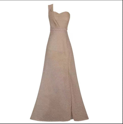 Elarova asymmetrisches ärmelloses Bronzing-Wickelkleid