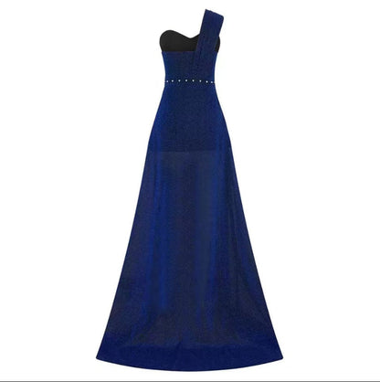 Elarova asymmetrisches ärmelloses Bronzing-Wickelkleid