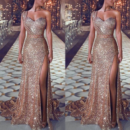 Elarova asymmetrisches ärmelloses Bronzing-Wickelkleid