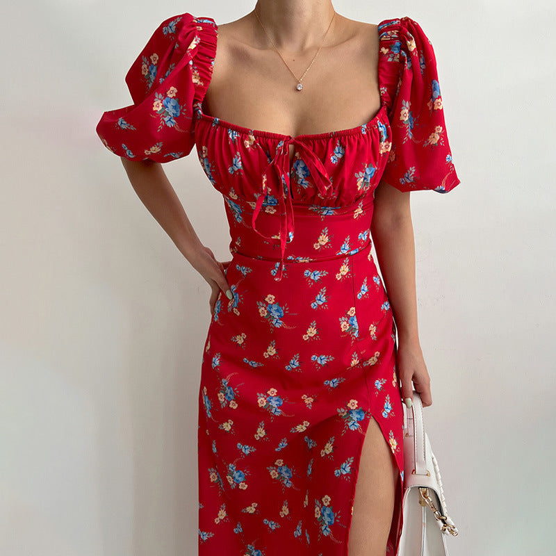 Elarova bedrucktes Kleid mit offener Schulter