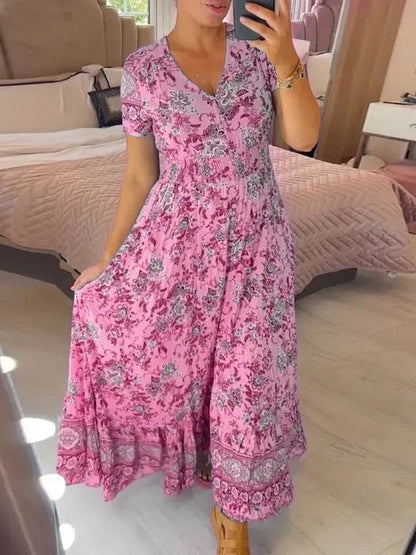 Elarova bedrucktes Strandkleid mit V-Ausschnitt
