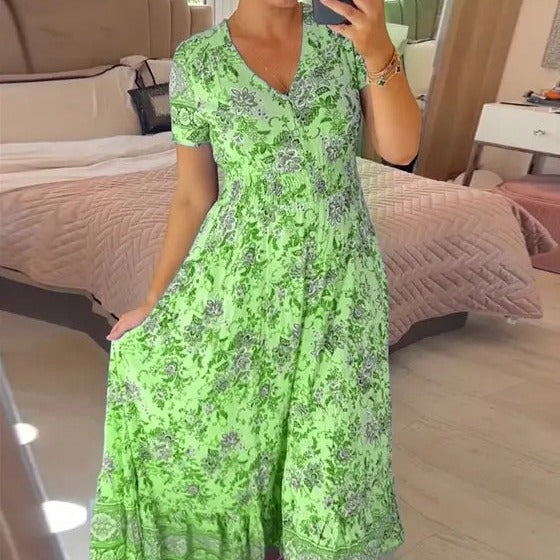 Elarova bedrucktes Strandkleid mit V-Ausschnitt