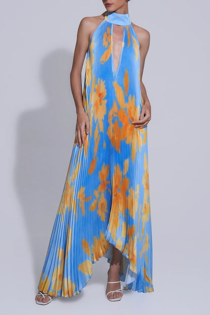 Elarova bedrucktes Swing-Kleid mit tiefem V-Ausschnitt