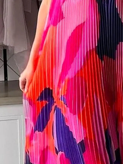 Elarova bedrucktes Swing-Kleid mit tiefem V-Ausschnitt