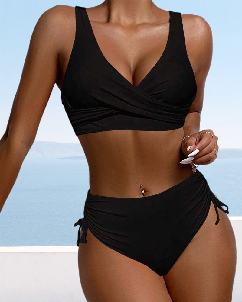 Elarova | bikini-badeanzug mit kordelzug und schnürung hinten