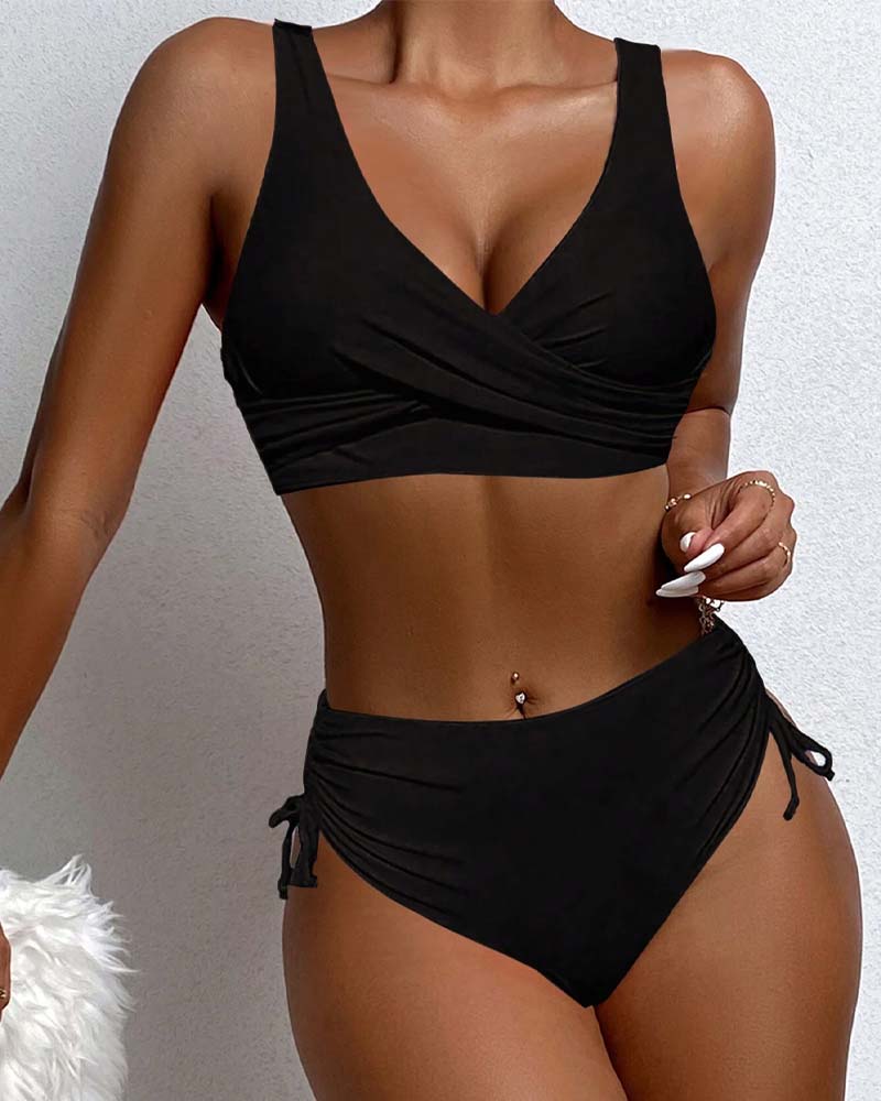 Elarova | bikini-badeanzug mit kordelzug und schnürung hinten