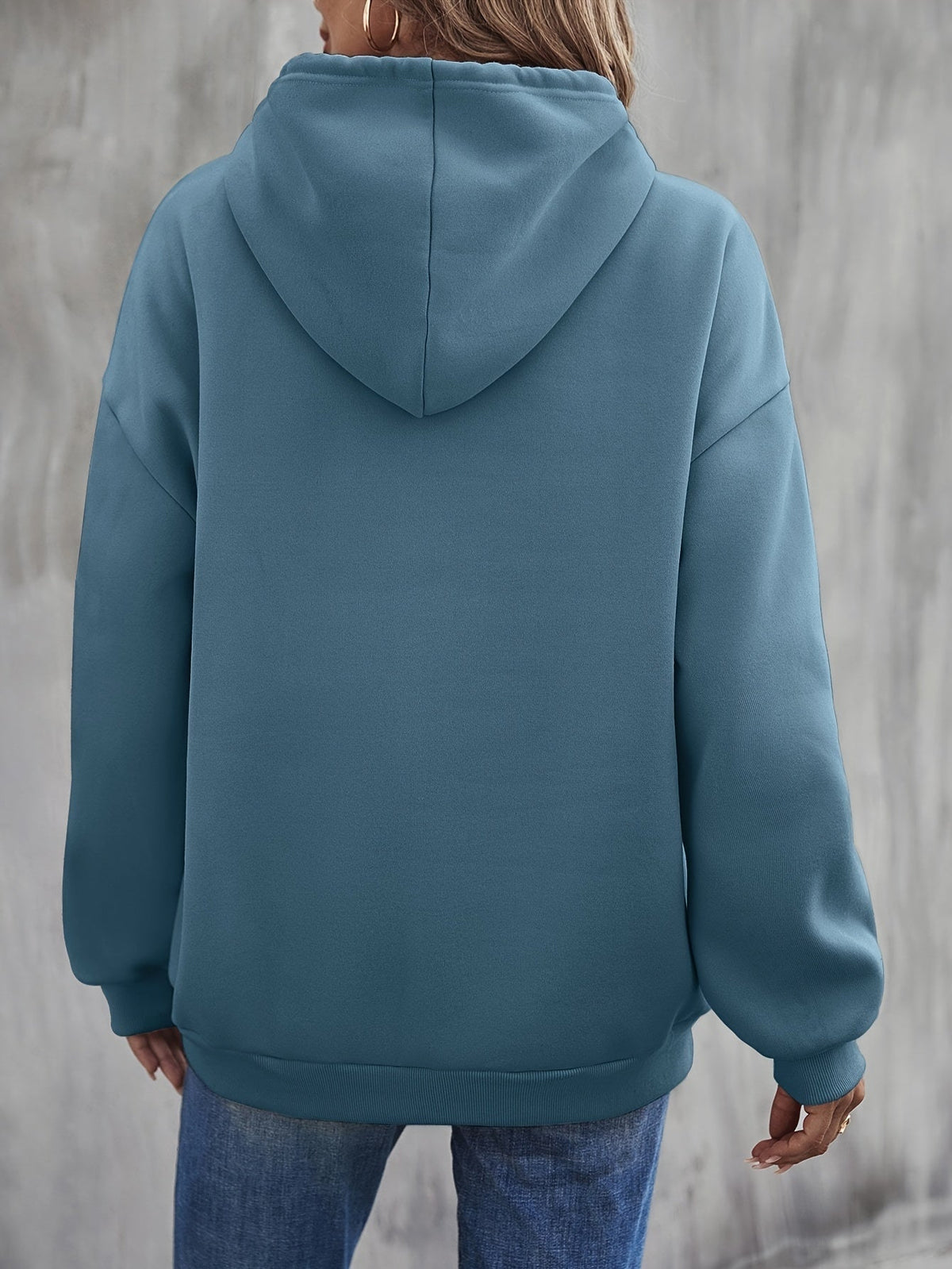 Elarova | gemütlicher Smile Print Hoodie mit Kordelzug für Frauen