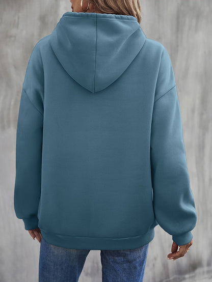 Elarova | gemütlicher Smile Print Hoodie mit Kordelzug für Frauen