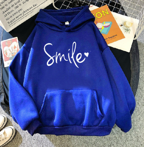 Elarova | gemütlicher Smile Print Hoodie mit Kordelzug für Frauen
