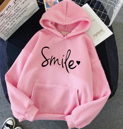 Elarova | gemütlicher Smile Print Hoodie mit Kordelzug für Frauen