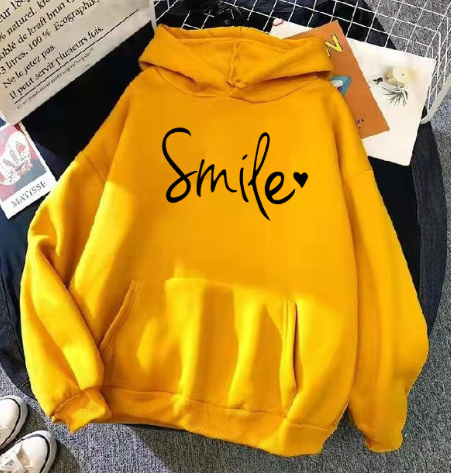 Elarova | gemütlicher Smile Print Hoodie mit Kordelzug für Frauen