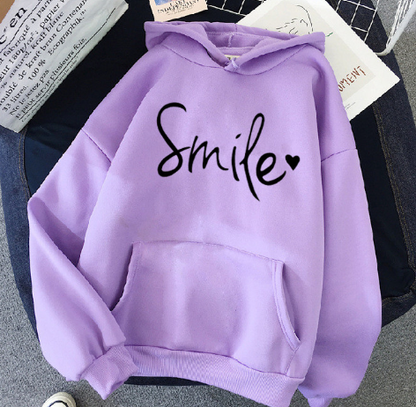 Elarova | gemütlicher Smile Print Hoodie mit Kordelzug für Frauen